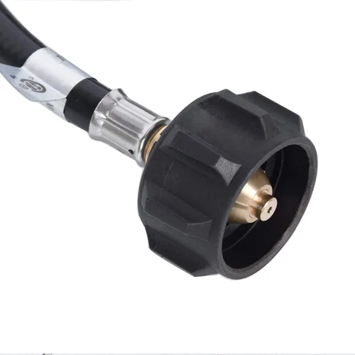 Vista 5 de GasSaf Manguera de propano de 4 pies para RV, manguera conector pigtail de propano QCC1 - conector ACME x 1/4" macho invertido con estriado
