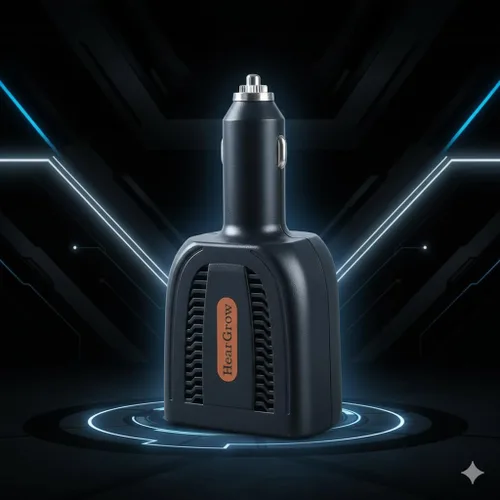 Vista 6 de HearGrow - Inversor de corriente de 100 W para vehículo: adaptador de cargador directo de encendedor de cigarrillos sin ventilador, negro