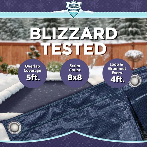 Vista 52 de Buffalo Blizzard Supreme Plus - Cubierta rectangular para piscina de invierno de 12 pies x 20 pies, color tostado/plateado, resistente para piscinas