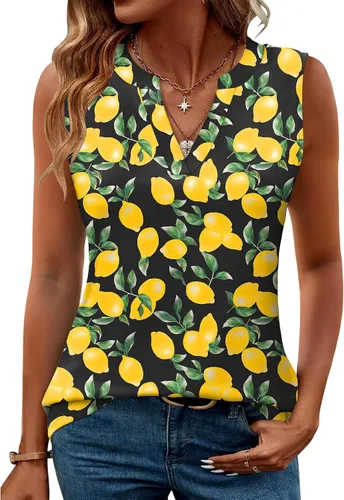 Vista 41 de Romanstii Camisas sin mangas para mujer, estilo casual, de verano, cuello en V, blusas elegantes, túnica