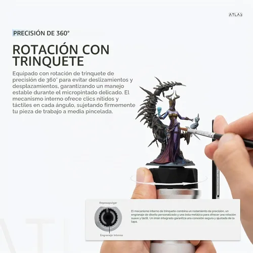 Vista 3 de Gaahleri Atlas - Mango de pintura en miniatura de aluminio CNC