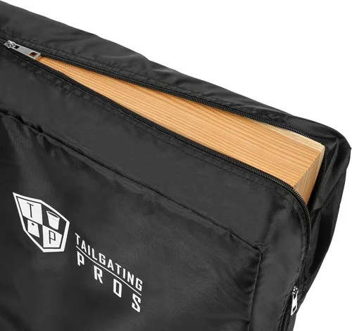 Vista 6 de Tailgating Pros Juego de tablero de Cornhole ligero con diseño piramidal con bolsas de frijoles y estuche de transporte, juego de cornhole