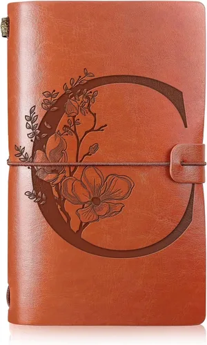 Vista 13 de Booson Diario de viaje inicial de cuero, cuaderno personalizado con monograma, regalos de apreciación, diario recargable personalizado, bloc