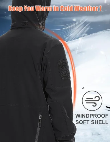 Vista 5 de MAGCOMSEN - Chaqueta táctica con capucha para hombre, impermeable, suave, abrigo de invierno
