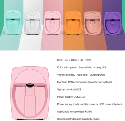 Vista 7 de Máquina de impresora de uñas inteligente automática móvil 3D pintada impresión casera juego de máquina de uñas paquete de uñas de gel de uñas