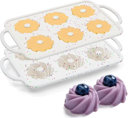 Vista 13 de FUNBAKY Moldes de silicona con marco reforzado de metal en forma de corazón, 10 pulgadas, moldes antiadherentes para moldes para pasteles Pan