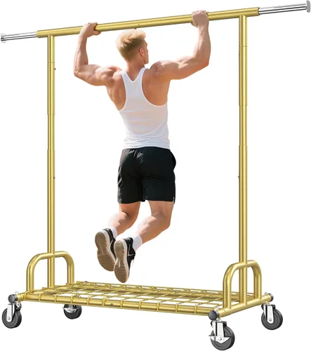 Vista 10 de Raybee Perchero resistente para ropa, estantes para ropa para colgar ropa pesada 200+, perchero enrollable para ropa con capacidad de carga de 485