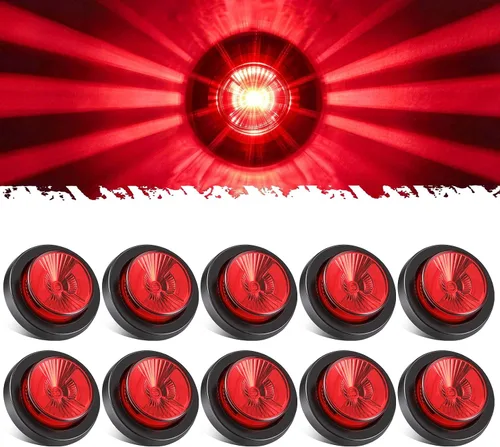 Vista 8 de Partsam 10 luces redondas ámbar de 2.5 pulgadas, 8 luces LED de marcador de remolque, luz de liquidación con coleta y ojales para cámper, caravana