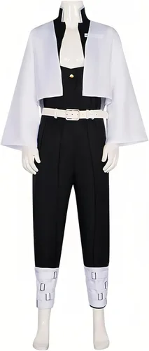 Vista 16 de CR ROLECOS - Disfraz de cosplay de Tanjirou, Zenitsu y Giyuu para anime, kimono de cosplay Negro