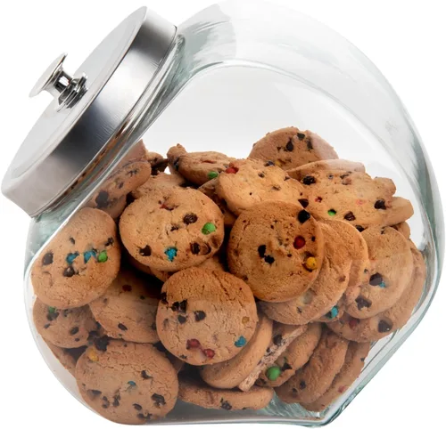 Vista 10 de Restaurantware Vetri Tarro de Centavos de 1 Galón 1 Tarro de Dulces Duradero - Con Tapa Cromada de Boquilla Ancha Tarros de Galletas de Vidrio