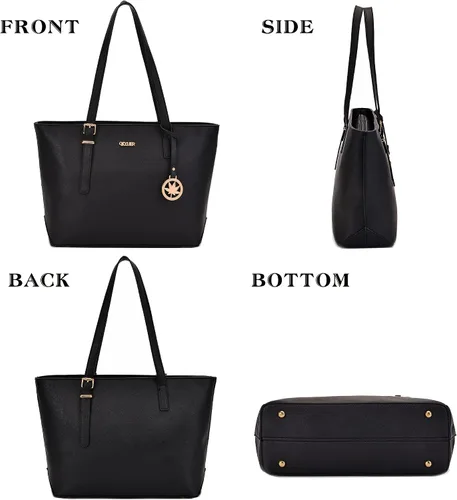 Vista 4 de Monederos para mujer, conjuntos de cartera, bolsas de hombro, asa superior, bolsa de trabajo, con cartera a juego, 3 piezas