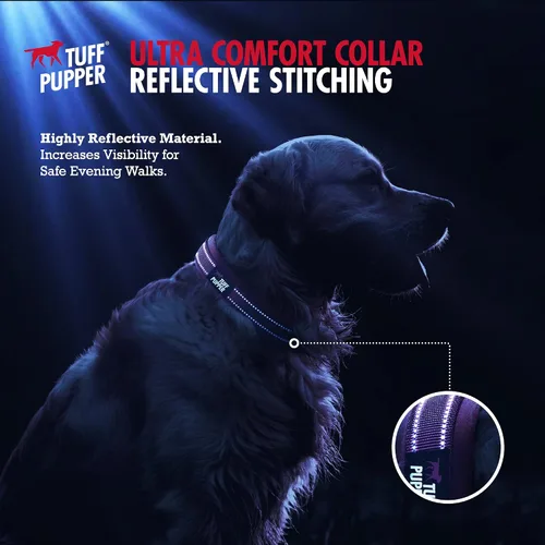 Vista 5 de Tuff Pupper Collar de perro acolchado ultra cómodo Acolchado grueso de neopreno Collar de perro con correa de nailon balístico con costuras
