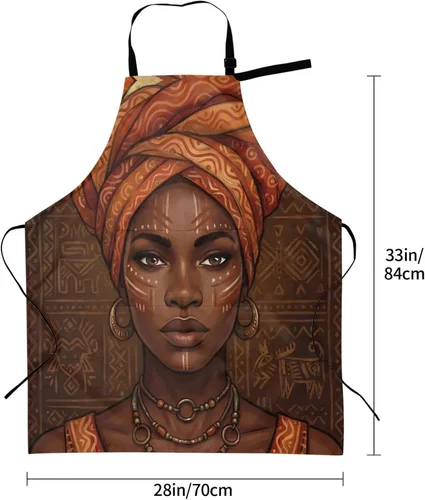 Vista 3 de Waterproof Apron For Adults Chef Bib With 2 Pockets For Kitchen Cooking Baking Garden Crafting Drawing Mujer negra afroamericana