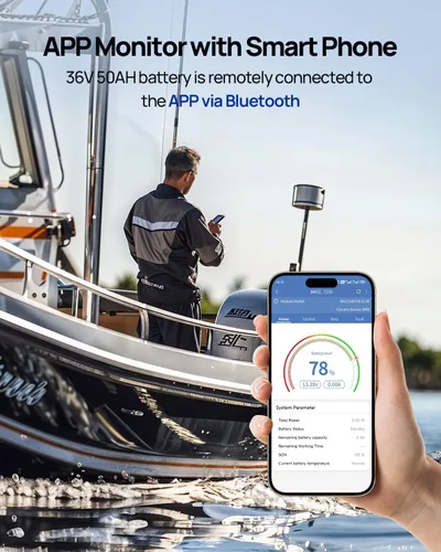 Vista 3 de DC HOUSE Batería Lifepo4 de litio de 36 V 50 Ah integrada 2C 100A Bluetooth BMS, corriente máxima 120A/30s, 450A/1s, corte de baja temperatura