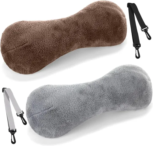 Vista 11 de Colingmill 1 almohada de cuello para reposacabezas reclinable, almohada en forma de hueso, felpa con correa ajustable, soporte para el cuello y Negro