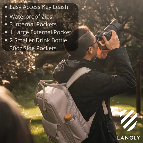 Vista 5 de LANGLY Mochila para cámara Sierra: una mochila fotográfica moderna y fácil de viajar, compatible con portátiles de 18 pulgadas y con todo