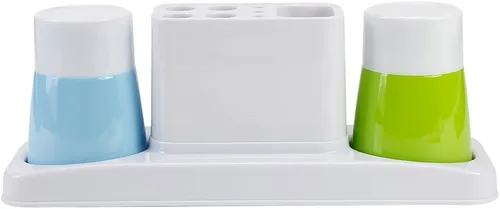 Vista 2 de Eslite - Organizador de soporte para cepillo y pasta de dientes de baño, juego de estante de almacenamiento de plástico