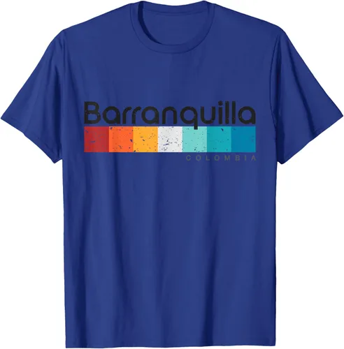 Vista 25 de Barranquilla Colombia - Camiseta de diseño vintage de estilo retro, Blanco, S