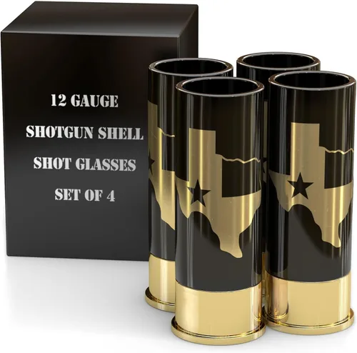 Vista 2 de Old Southern Brass Vasos de chupito patrióticos de la bandera de Texas, juego de 4