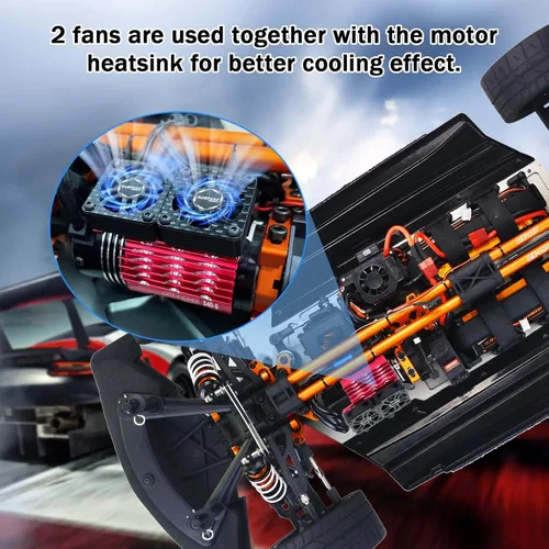 Vista 6 de Surpass Hobby - Ventiladores de refrigeración RC de 1.575 pulgadas, 16000 RPM de alto RPM, ventilador de motor de automóvil RC para 1/8 1/10 RC Car
