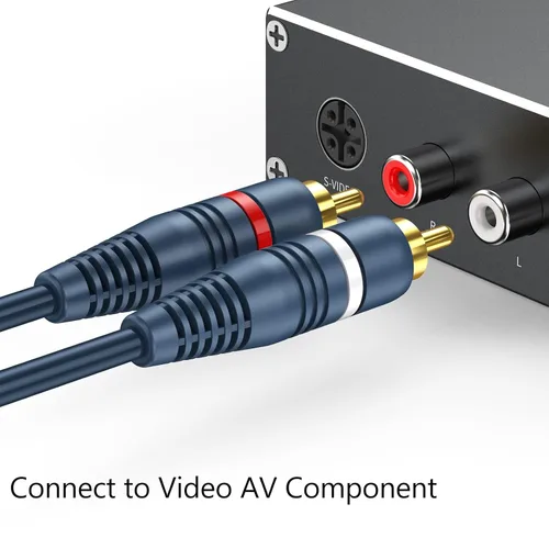 Vista 2 de Cables RCA (0.66 pies, azul oscuro, 1) Adaptador azul oscuro para TV Subwoofer Car Stereo Speaker Amplifer