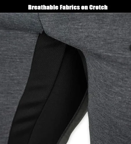 Vista 4 de MAGCOMSEN Pantalones capri de 34 para hombre con bolsillos con cremallera, ajustados, para entrenamiento, correr, entrenamiento, pantalones capri