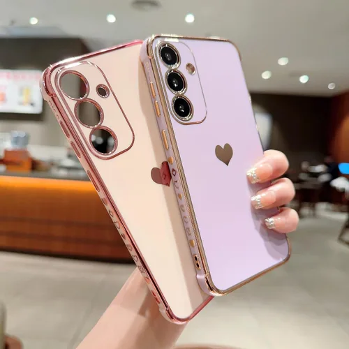 Vista 163 de phylla Funda de teléfono compatible con Samsung Galaxy A12 de 6.5 pulgadas, lindo corazón chapado en oro, elegante funda de lujo para mujer