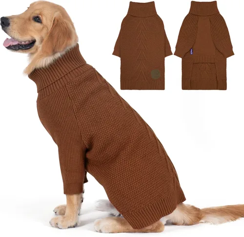 Vista 37 de cyeollo Suéter para perro pequeño, suéteres cálidos de cuello alto para perros pequeños, sudadera tejida para perrito con mangas, suéter de otoño e