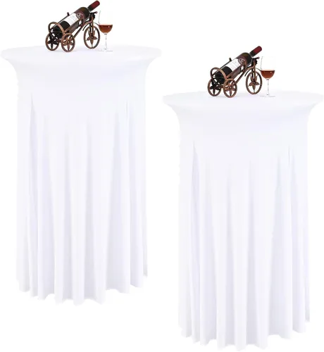 Vista 19 de 6 Paquetes de Faldas Redondas para Mesa de Cóctel de 32" x 43" Elastano Extensible Mantel de Cóctel con Cortinas Onduladas, Fundas de Mesa Alta