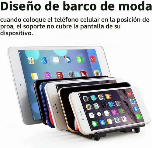 Vista 6 de Organizador Universal Ajustable Soporte Base para Múltiples Dispositivos, Soporte de Escritorio para Tableta y Teléfono Celular para iPhone Samsung