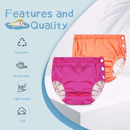Vista 2 de Durio Pañales de natación para niños pequeños, pañales de natación reutilizables, pañales de natación lavables para bebés, pañales de natación