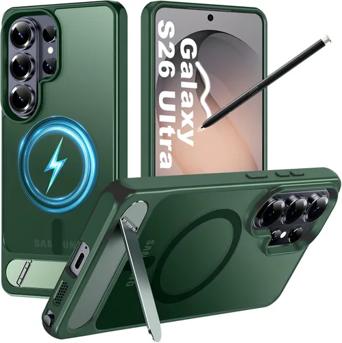 Vista 42 de Hualele - Funda magnética para Samsung Galaxy S24 Plus/S25 Plus con soporte de metal, [compatible con MagSafe]