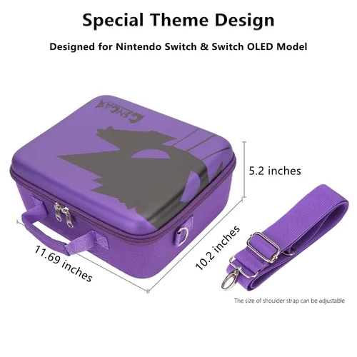 Vista 7 de Switch Carrying Case Compatible with Nintendo Switch Switch OLED, Professional Full Protection Travel Bag with Removable Strap for All Nintendo