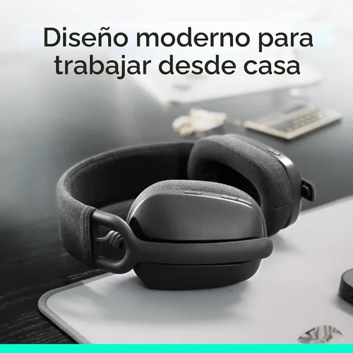 Vista 2 de Logitech Zone Vibe 100 - Auriculares inalámbricos ligeros sobre la oreja con micrófono de cancelación de ruido, auriculares Bluetooth multipunto