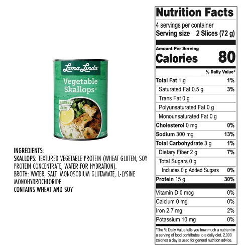 Vista 2 de Loma Linda - A base de plantas (Vegetable Skallops® (15 oz.)