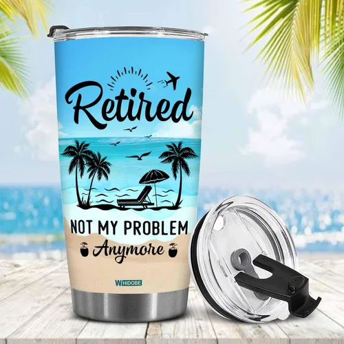 Vista 3 de WHIDOBE Regalo para la jubilación – Regalos de jubilación – Jubilado no es mi problema más – Taza de jubilado para hombres, mujeres, papá, mamá