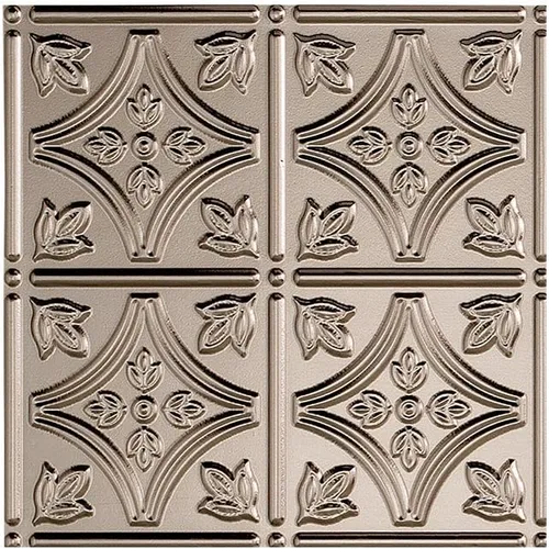 Vista 30 de FASÄDE Panel de techo decorativo de vinilo con pegamento de estilo tradicional y patrón 1 en bronce argente (muestra de 12 x 12 pulgadas)