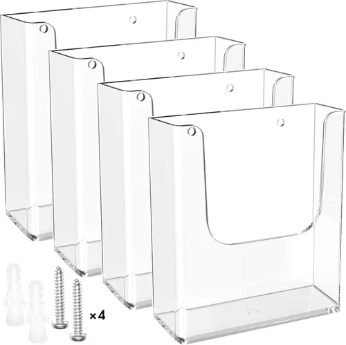 Vista 9 de MaxGear - Soporte de pared acrílico para folletos, 4 pulgadas de ancho, paquete de 3