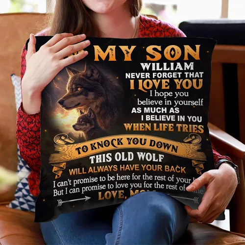 Vista 3 de Hyturtle Almohada personalizada para mi hijo – Regalos de mamá a hijo adulto – Regalos inspiradores en cumpleaños – Regalos de graduación