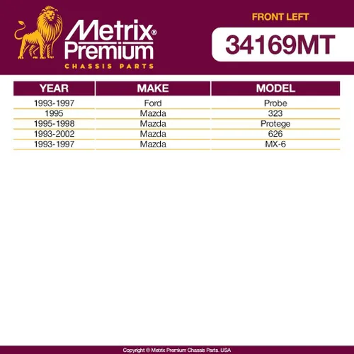 Vista 2 de Metrix Premium Barra estabilizadora delantera izquierda Link K80158 para Ford Probe 1993-1997, Mazda CX-7 2007-2012, Mazda MX-5 Miata 2006-2014