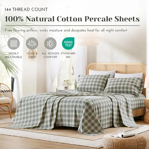 Vista 37 de Comfort Spaces Sábanas de percal 100% algodón, tamaño individual XL, 3 Adelia Gris