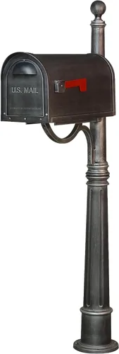 Vista 11 de Buzón clásico con poste de aluminio, buzón negro con poste Ashland - SCC-1008_SPK-600-BLK