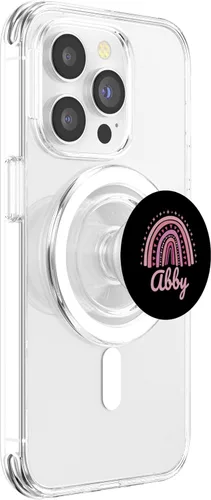 Vista 3 de Abby Name Personalized Funny Women Pink Rainbow Abby PopSockets MagSafe PopGrip for iPhone