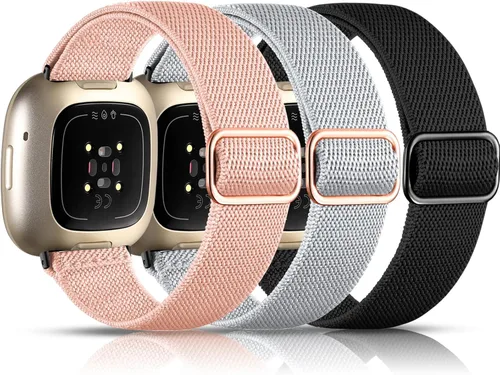 Vista 14 de Maledan Bandas Compatibles con Correas de Reloj Fitbit Versa 3/4 y Sense/Sense 2, Pulseras Deportivas de Tela Elástica Ajustable para Hombres