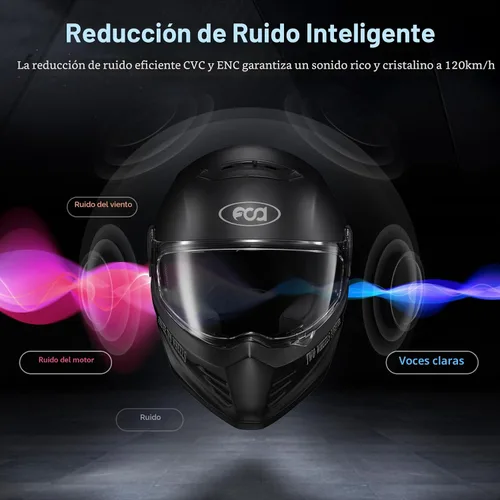 Vista 4 de Fodsports FX-S auriculares Bluetooth para motocicleta V5.4, sistema de comunicación de intercomunicador para casco de 2 vías con IP67 impermeable