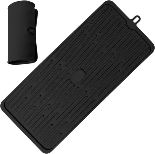 Vista 8 de Tapete grande para secar platos, alfombrillas de silicona de múltiples usos para múltiples usos, tapete de secado para encimera de cocina, 12 x 16