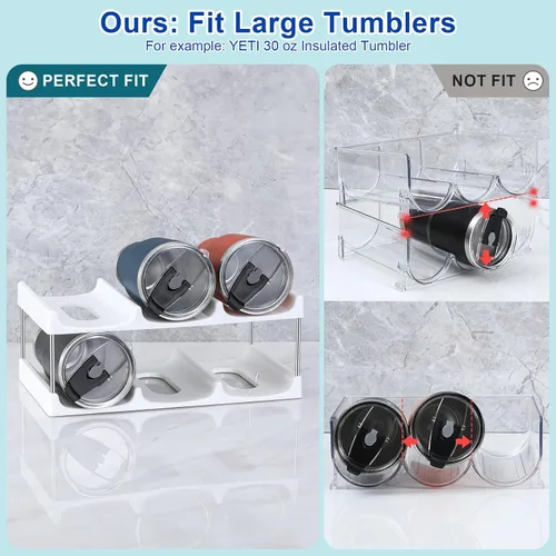 Vista 3 de LANDNEOO Soporte organizador apilable para botellas de agua, para la organización de vasos grandes de Stanley y otros, estante de plástico blanco