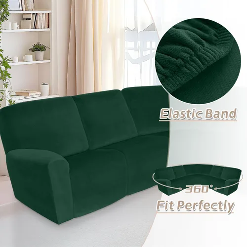 Vista 263 de Arfntevss Fundas de sofá seccional reclinable de terciopelo, Funda de sofá seccional de esquina para sofá reclinable, Funda elástica suave