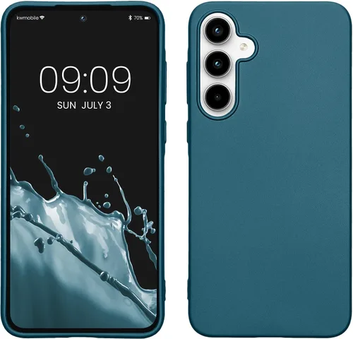 Vista 112 de kwmobile Funda compatible con Samsung Galaxy A12 - Funda protectora de silicona TPU suave y delgada - Azul Báltico