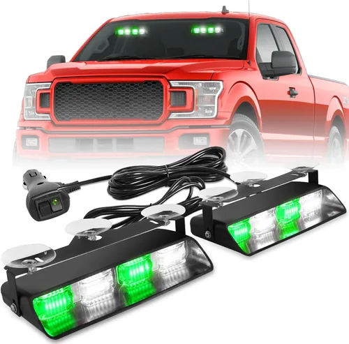 Vista 9 de HLauto 2002L Luces estroboscópicas de emergencia para salpicadero: luces de seguridad ámbar, luces de advertencia intermitentes para parabrisas